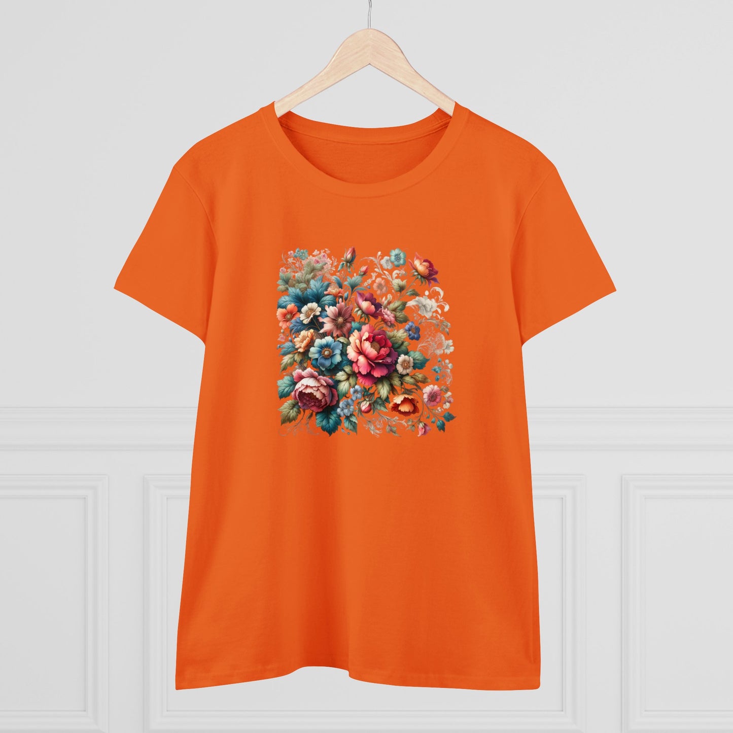 Floral design, botanical prints, Women's Midweight Cotton Tee