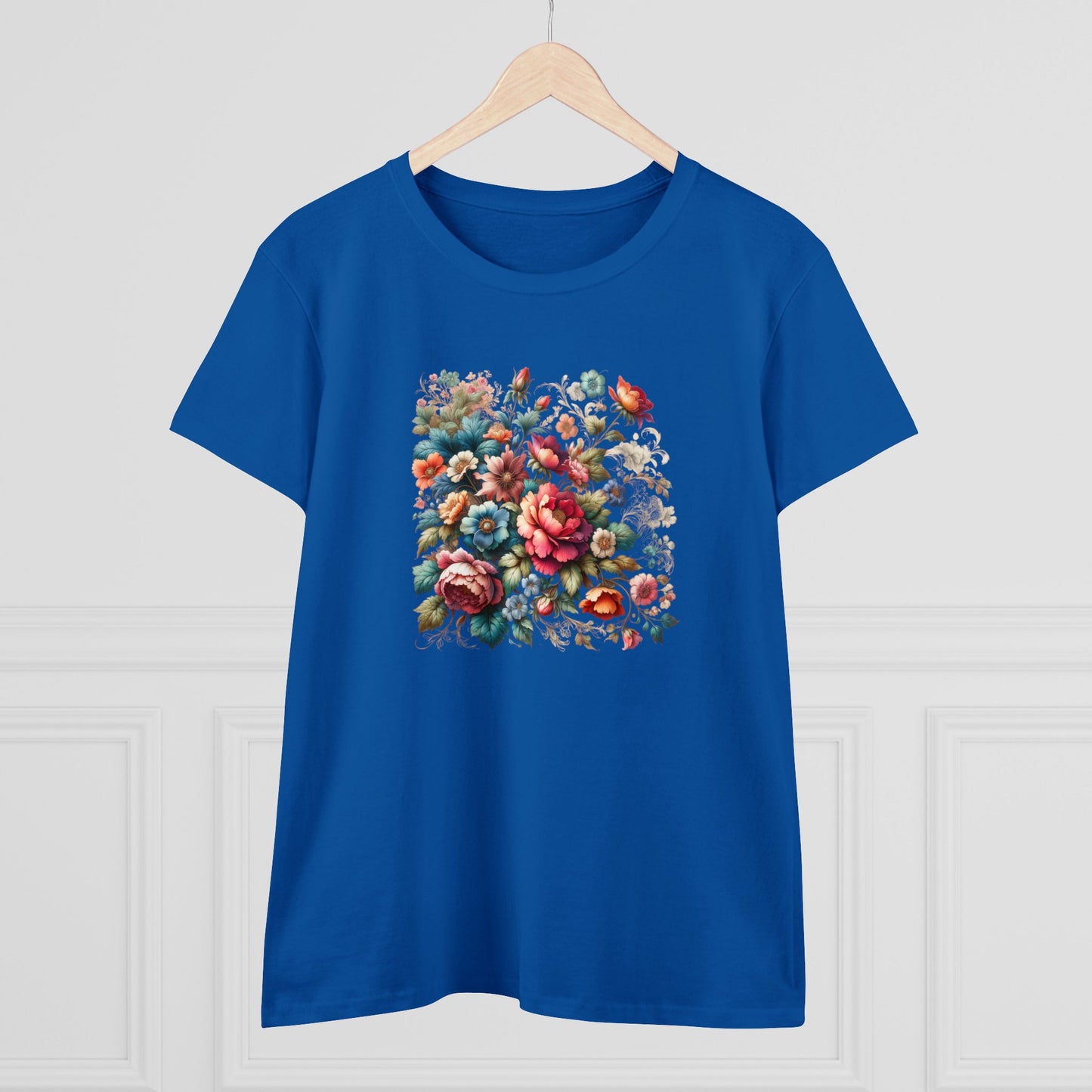 Floral design, botanical prints, Women's Midweight Cotton Tee