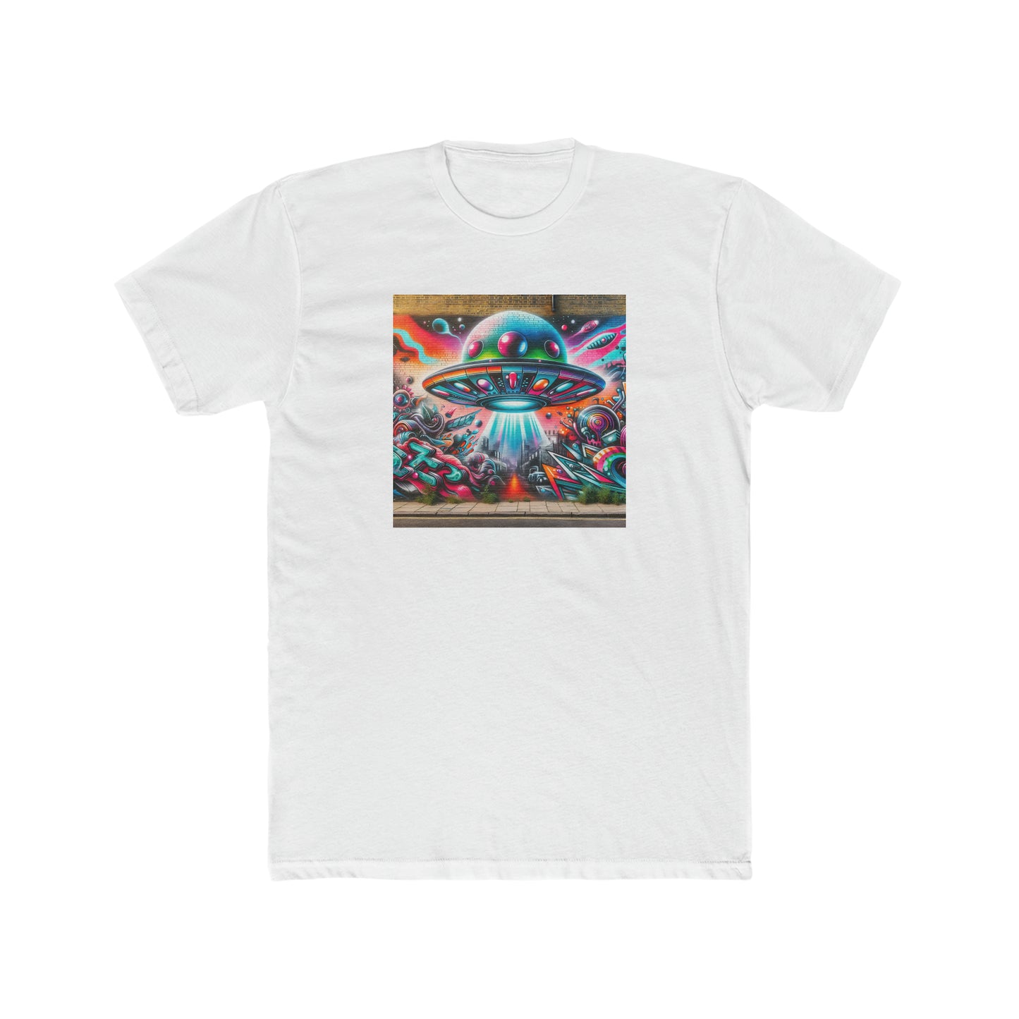 UFO, graffiti, Men's Cotton Crew Tee