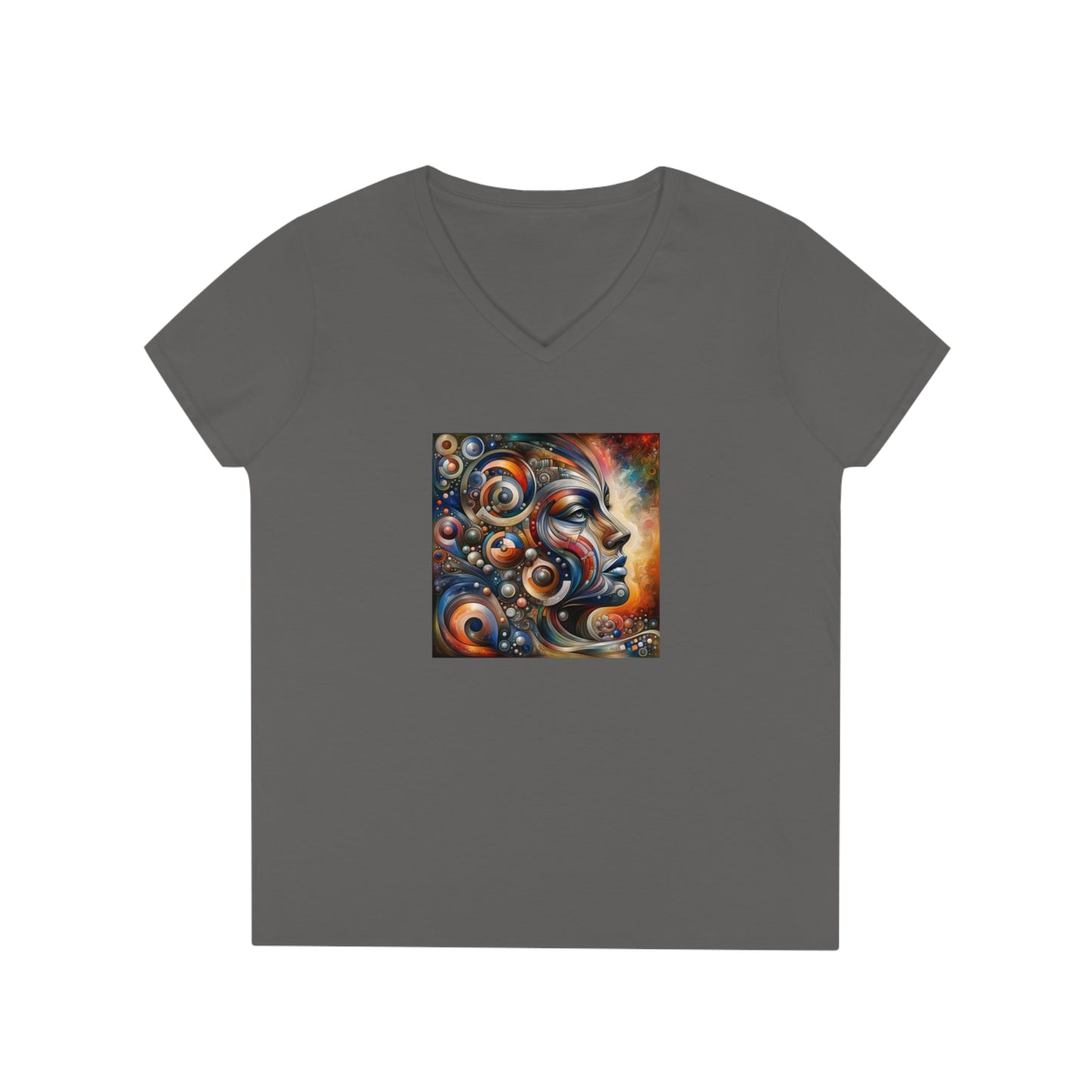 Abstract realism, woman's face, Ladies' V-Neck T-Shirt