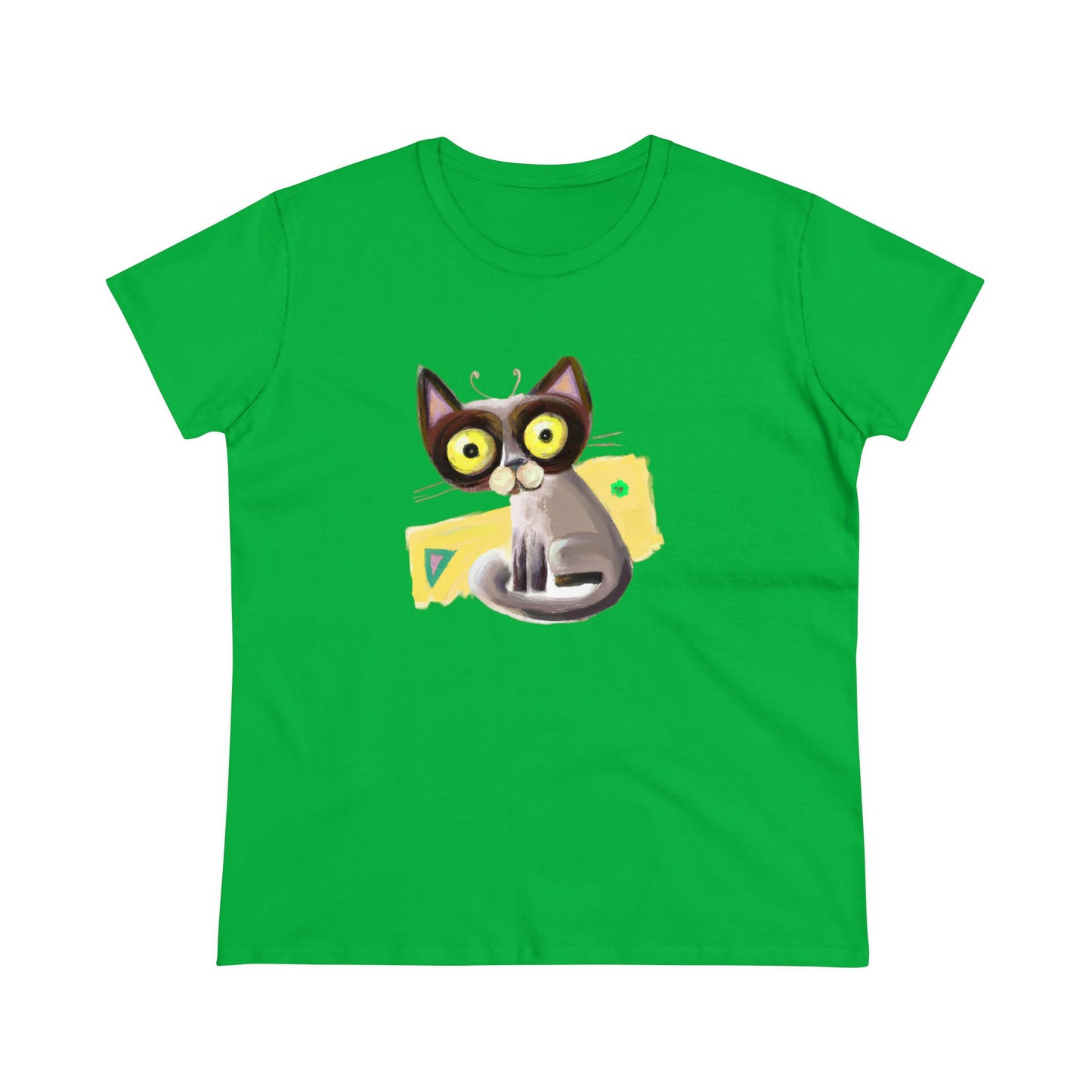 Funny cat, oil pastel, Women's Midweight Cotton Tee