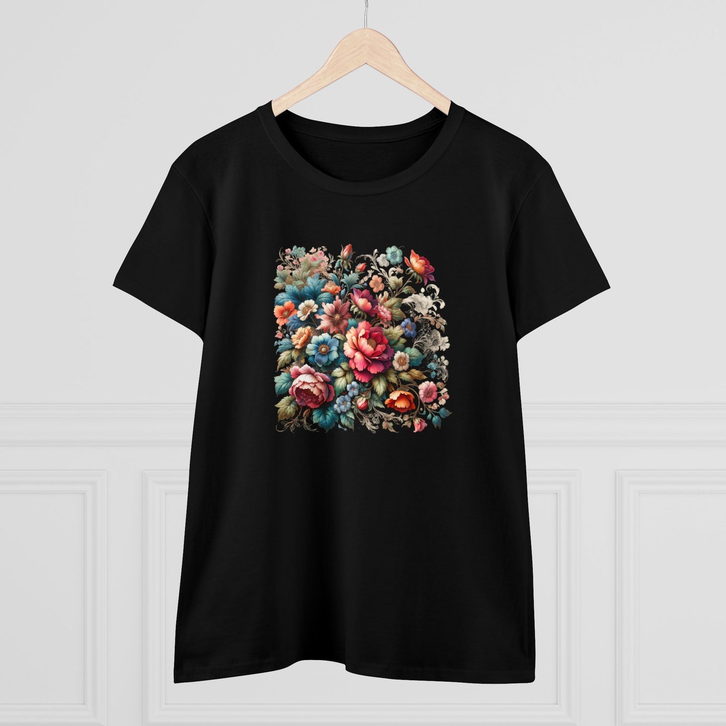 Floral design, botanical prints, Women's Midweight Cotton Tee