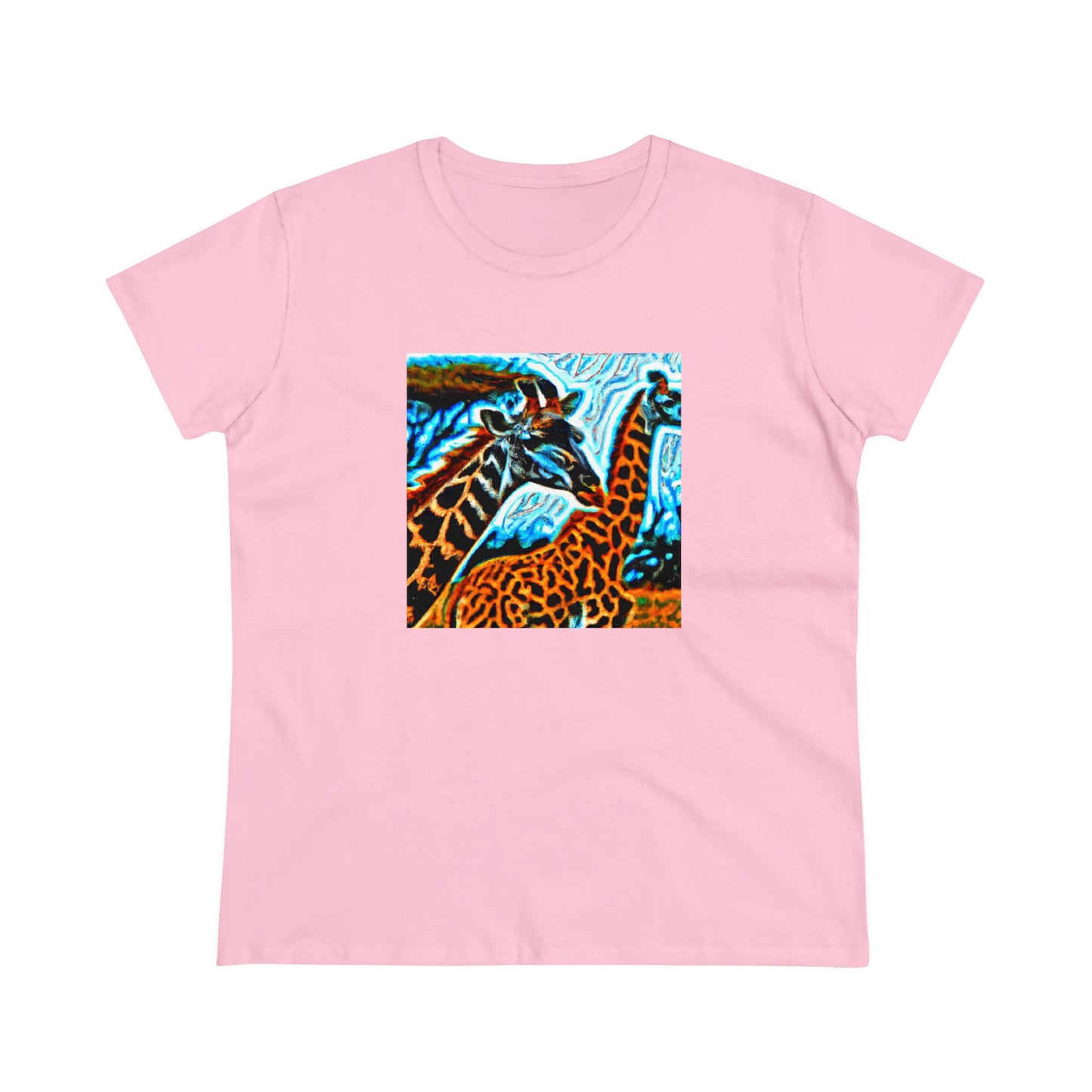 Giraffe, oil pastel, Women's Midweight Cotton Tee