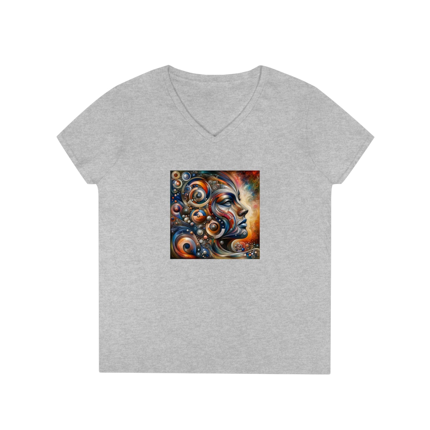 Abstract realism, woman's face, Ladies' V-Neck T-Shirt