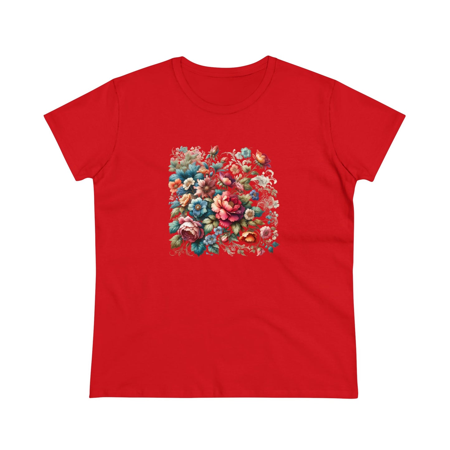 Floral design, botanical prints, Women's Midweight Cotton Tee