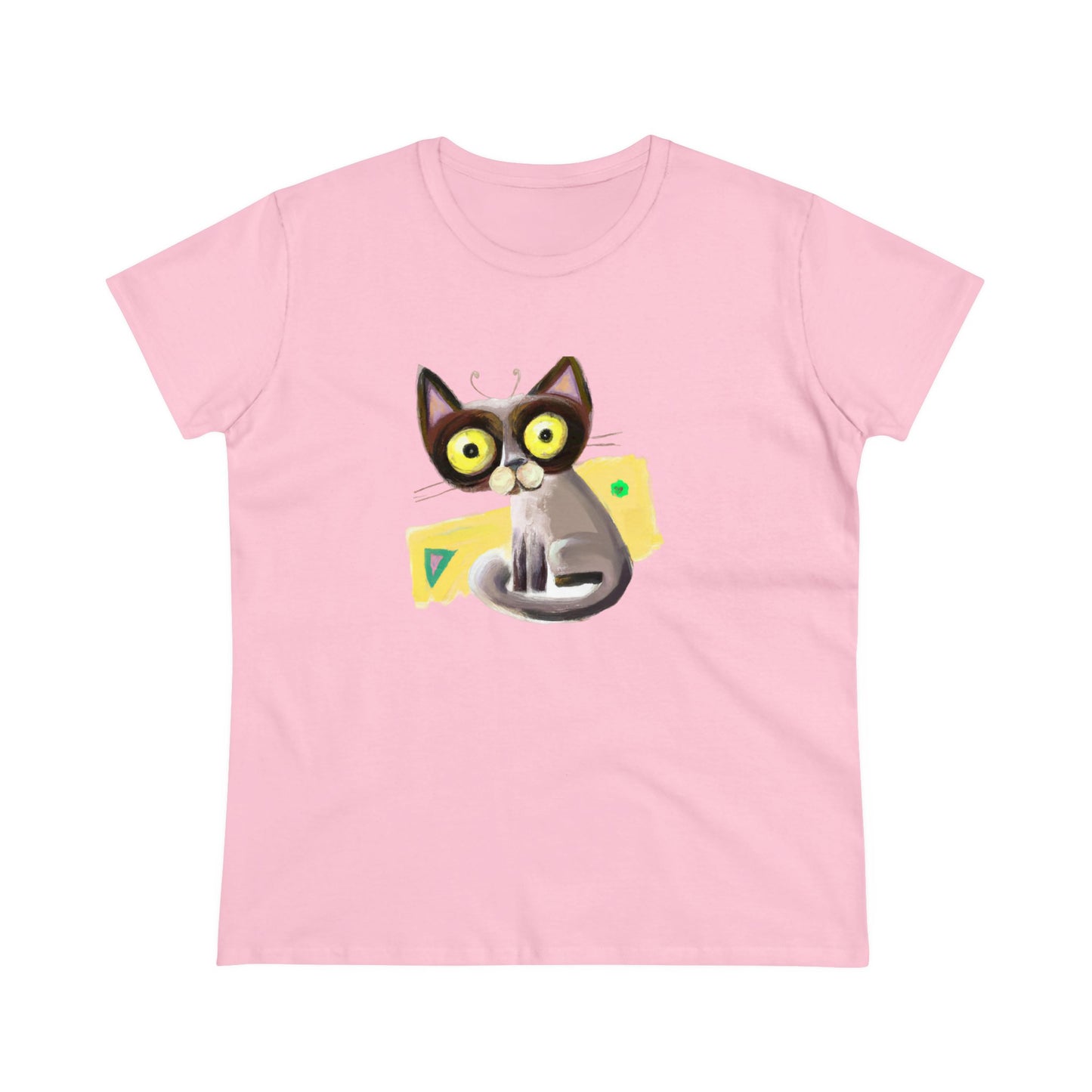 Funny cat, oil pastel, Women's Midweight Cotton Tee