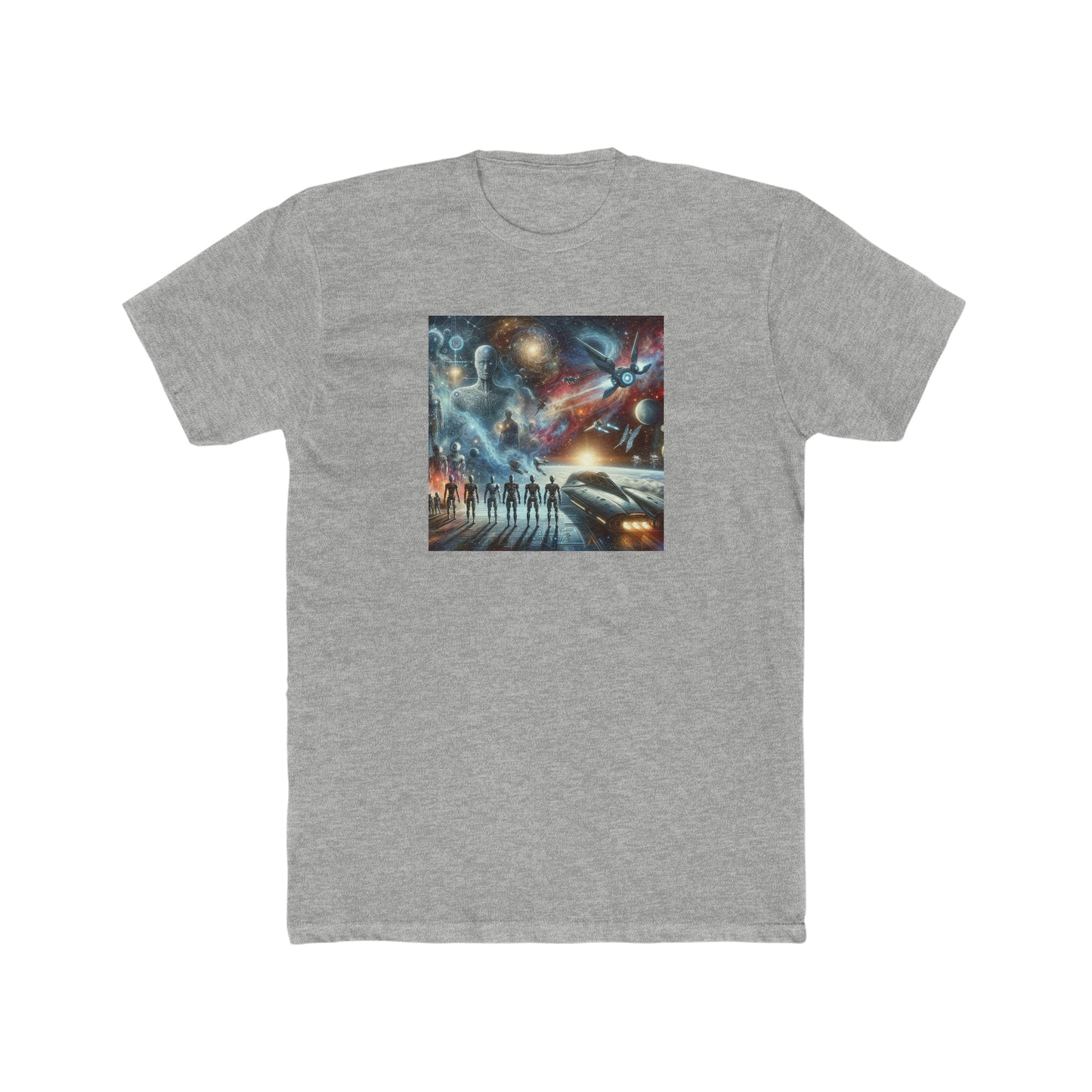 Space, spaceships, robots, AI, Men's Cotton Crew Tee