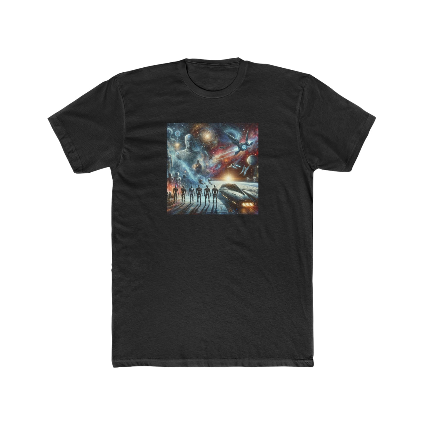 Space, spaceships, robots, AI, Men's Cotton Crew Tee