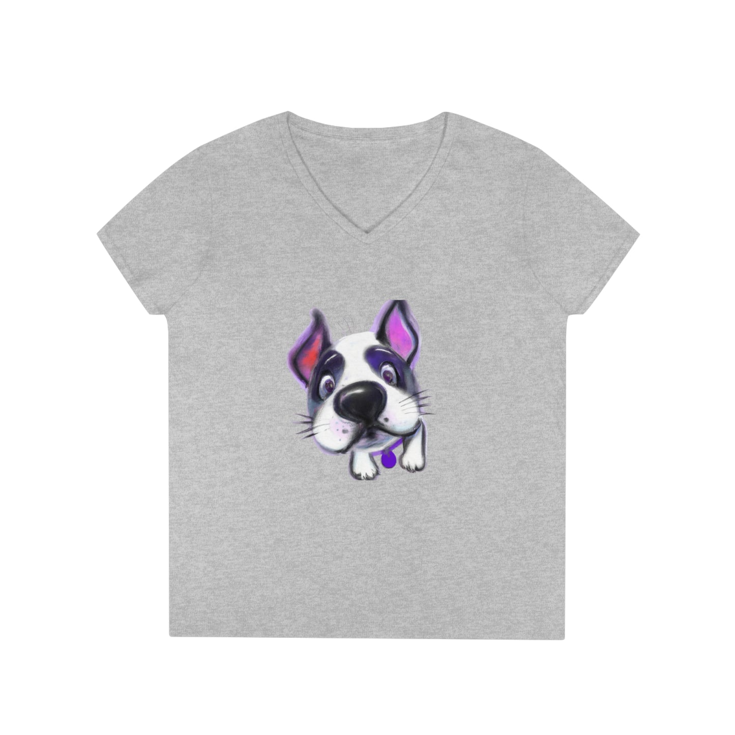 Happy dog, oil pastel, Ladies' V-Neck T-Shirt