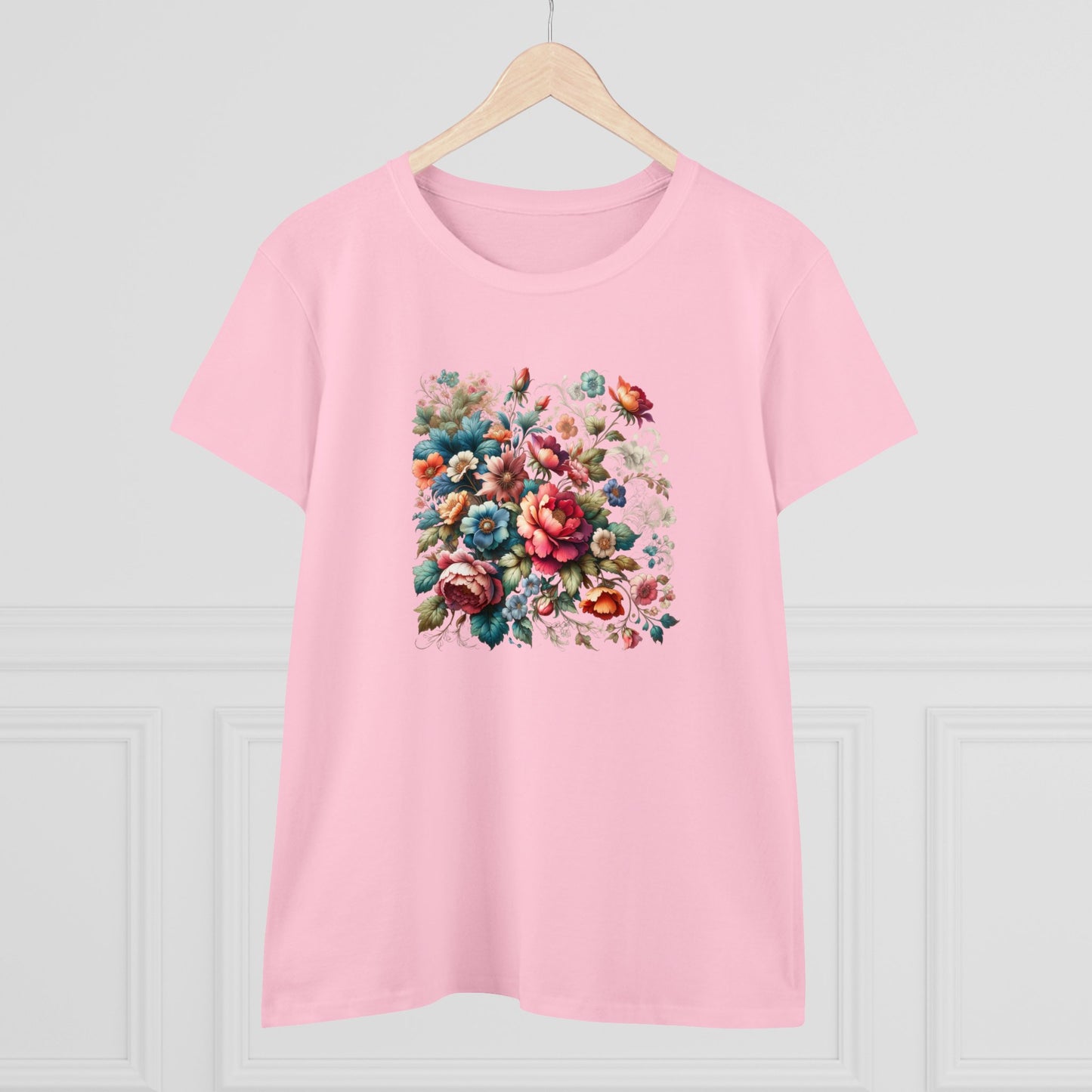 Floral design, botanical prints, Women's Midweight Cotton Tee