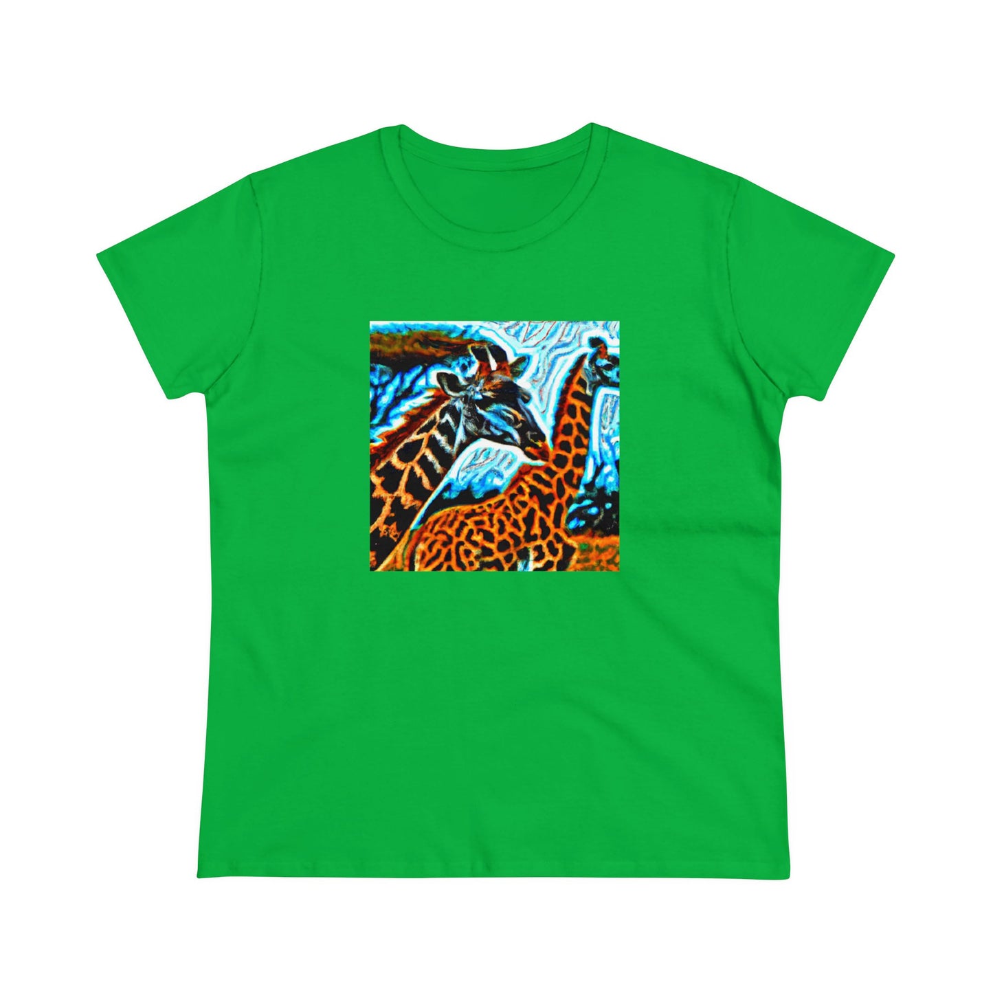 Giraffe, oil pastel, Women's Midweight Cotton Tee