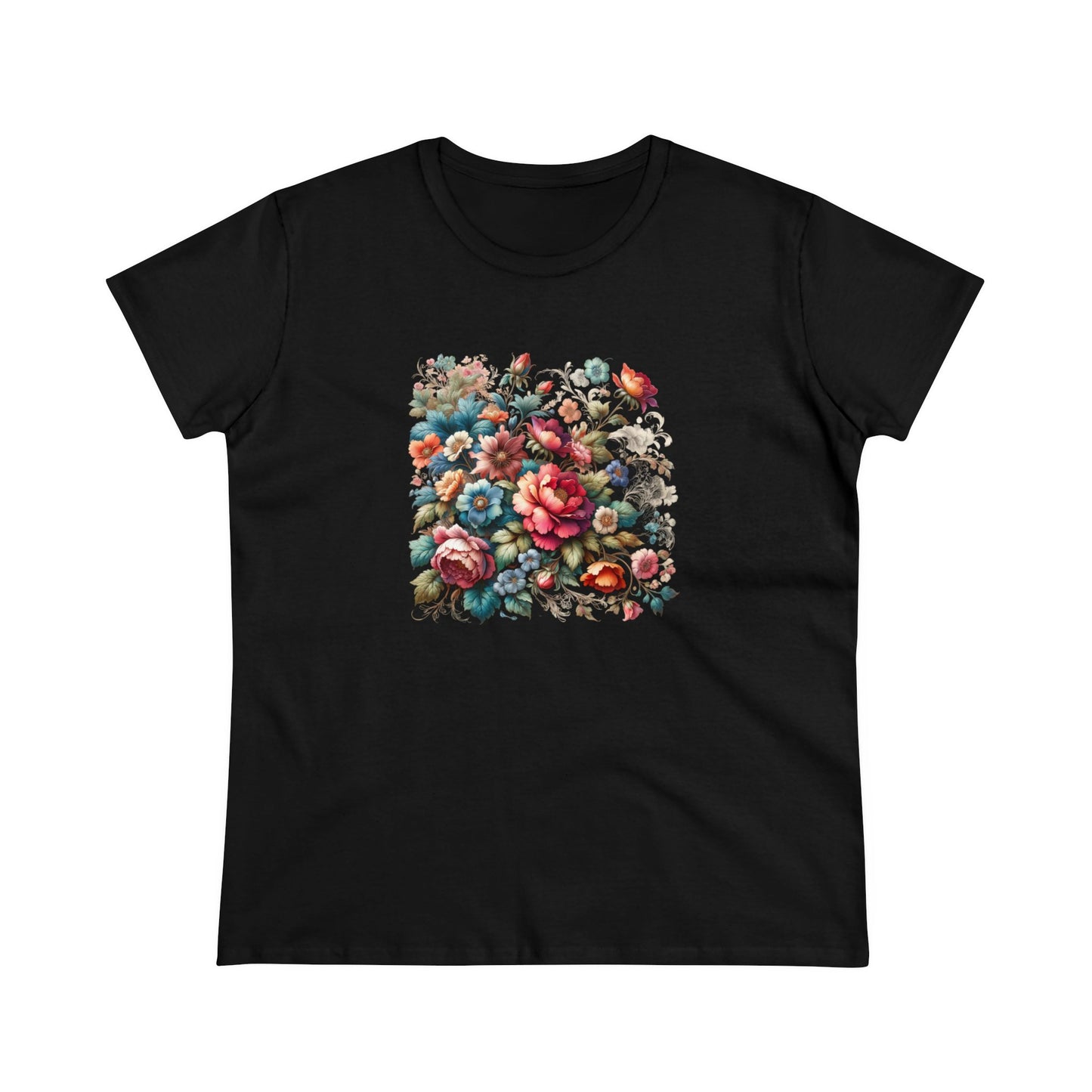 Floral design, botanical prints, Women's Midweight Cotton Tee