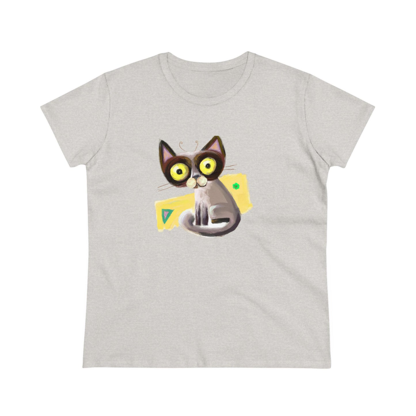 Funny cat, oil pastel, Women's Midweight Cotton Tee