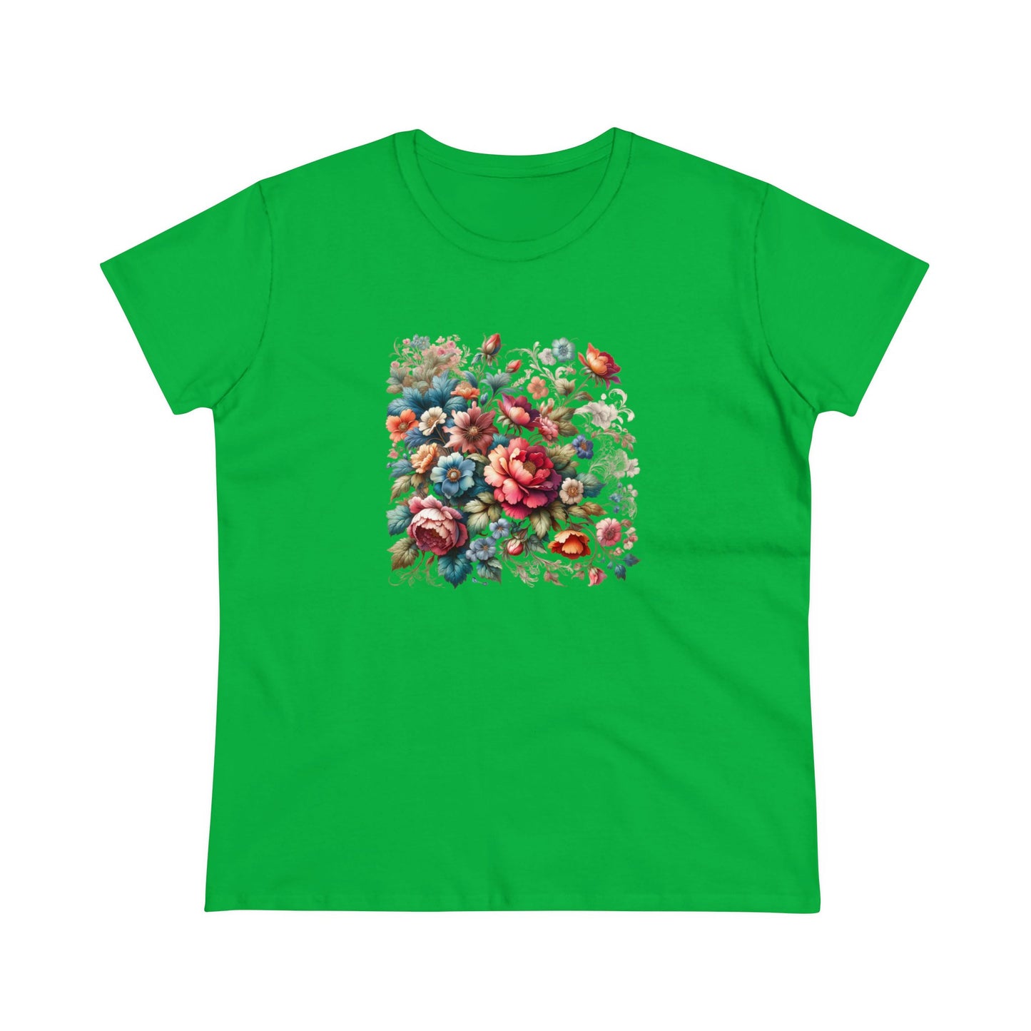 Floral design, botanical prints, Women's Midweight Cotton Tee