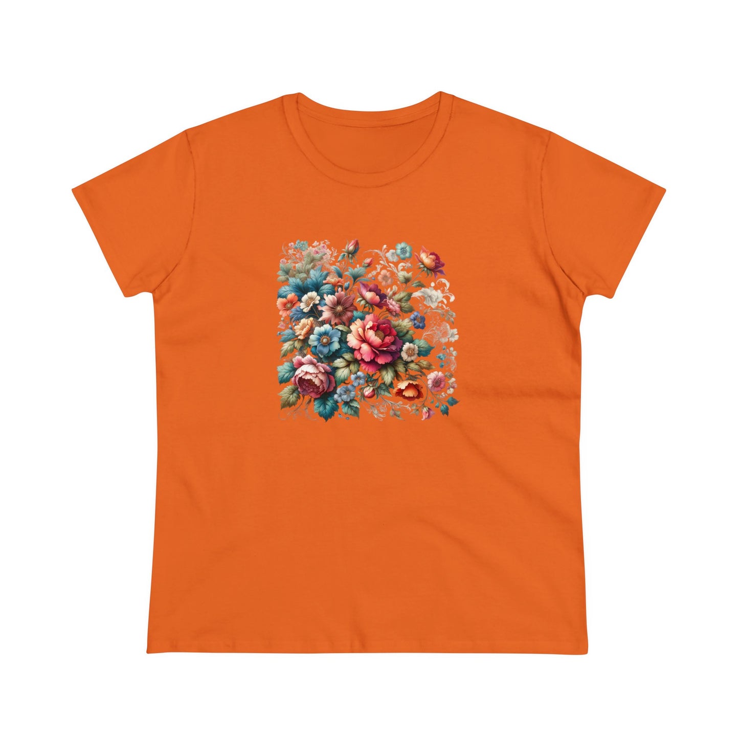 Floral design, botanical prints, Women's Midweight Cotton Tee