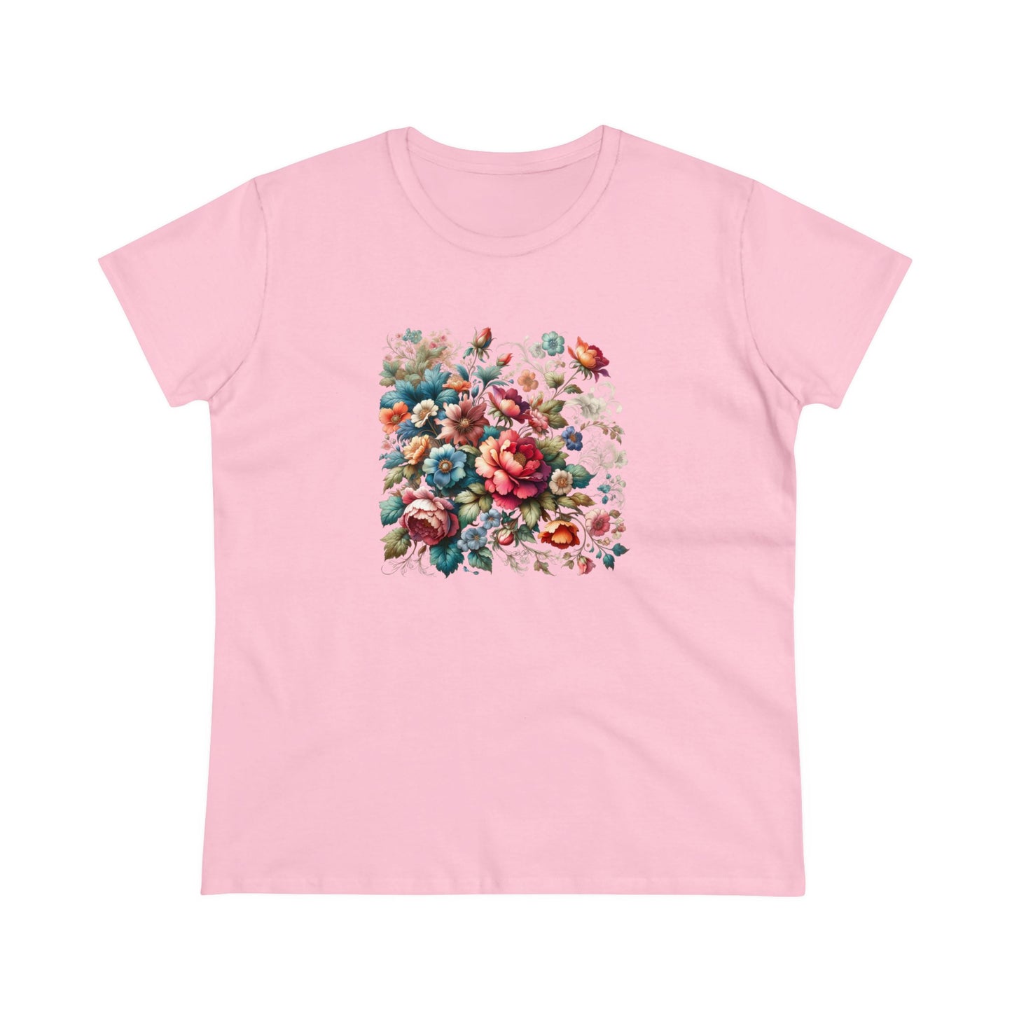 Floral design, botanical prints, Women's Midweight Cotton Tee