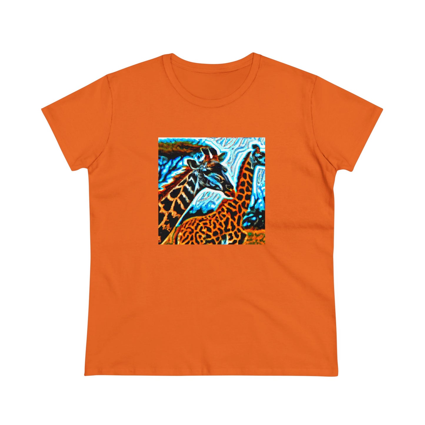 Giraffe, oil pastel, Women's Midweight Cotton Tee