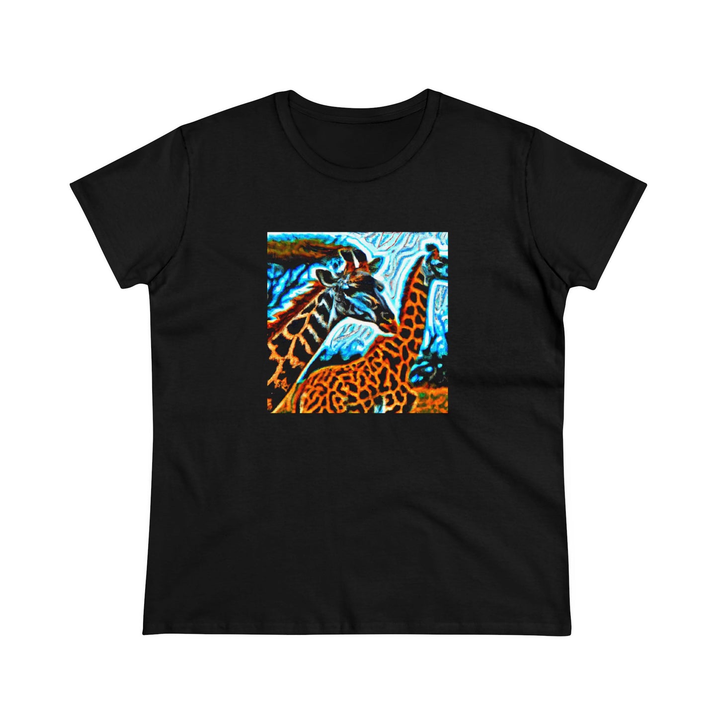 Giraffe, oil pastel, Women's Midweight Cotton Tee